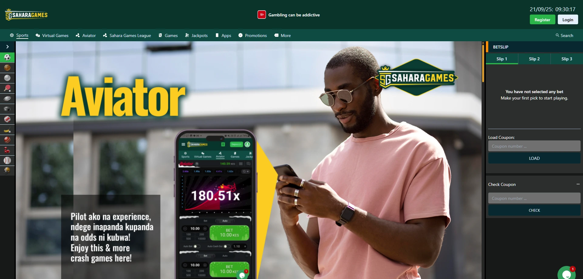 Sahara Games Kenya premium gaming platform featuring sports betting and casino games
